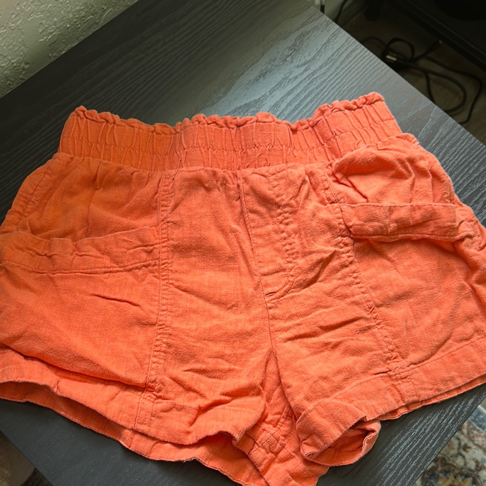 Women's Linen Orange Shorts